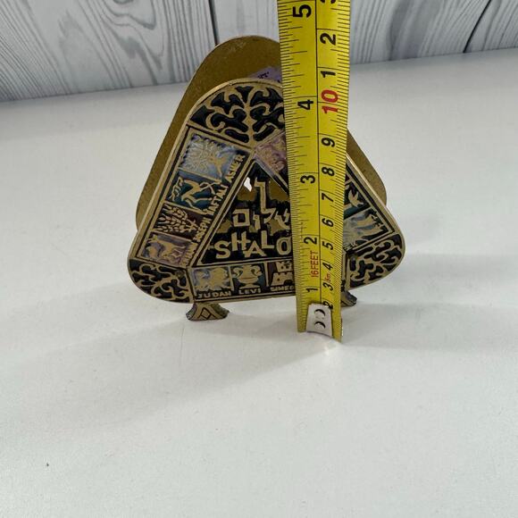 Jewish Triangle Napkin Holder 12 Tribes Sons of Israel Brass Shalom - Picture 3 of 3